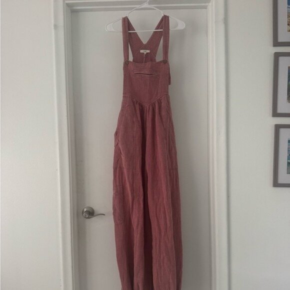 Boutique Pink Gauze Jumpsuit Overalls Small NWT – Boho Wide Leg - Picture 5 of 8